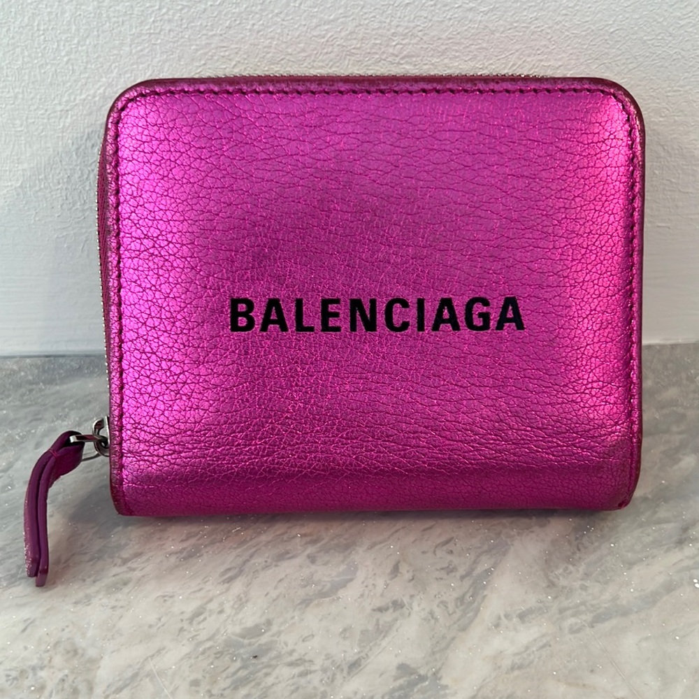 Balenciaga Compact Zip Leather Wallet